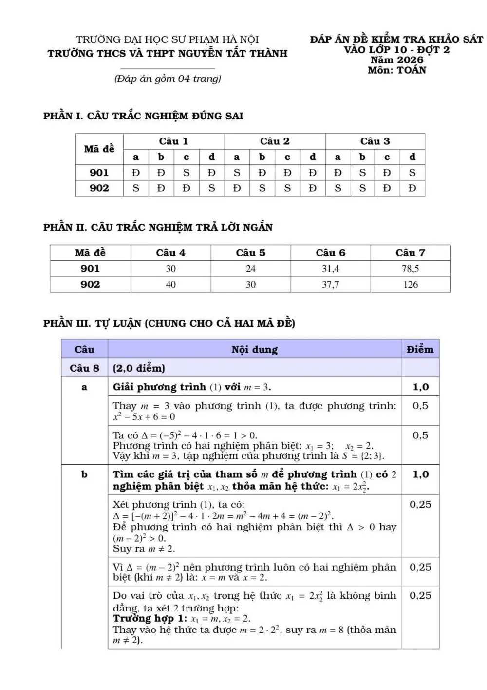 Đề thi thử Toán vào lớp 10 đợt 2 năm 2026-2027 trường Nguyễn Tất Thành (Hà Nội) - trang 3