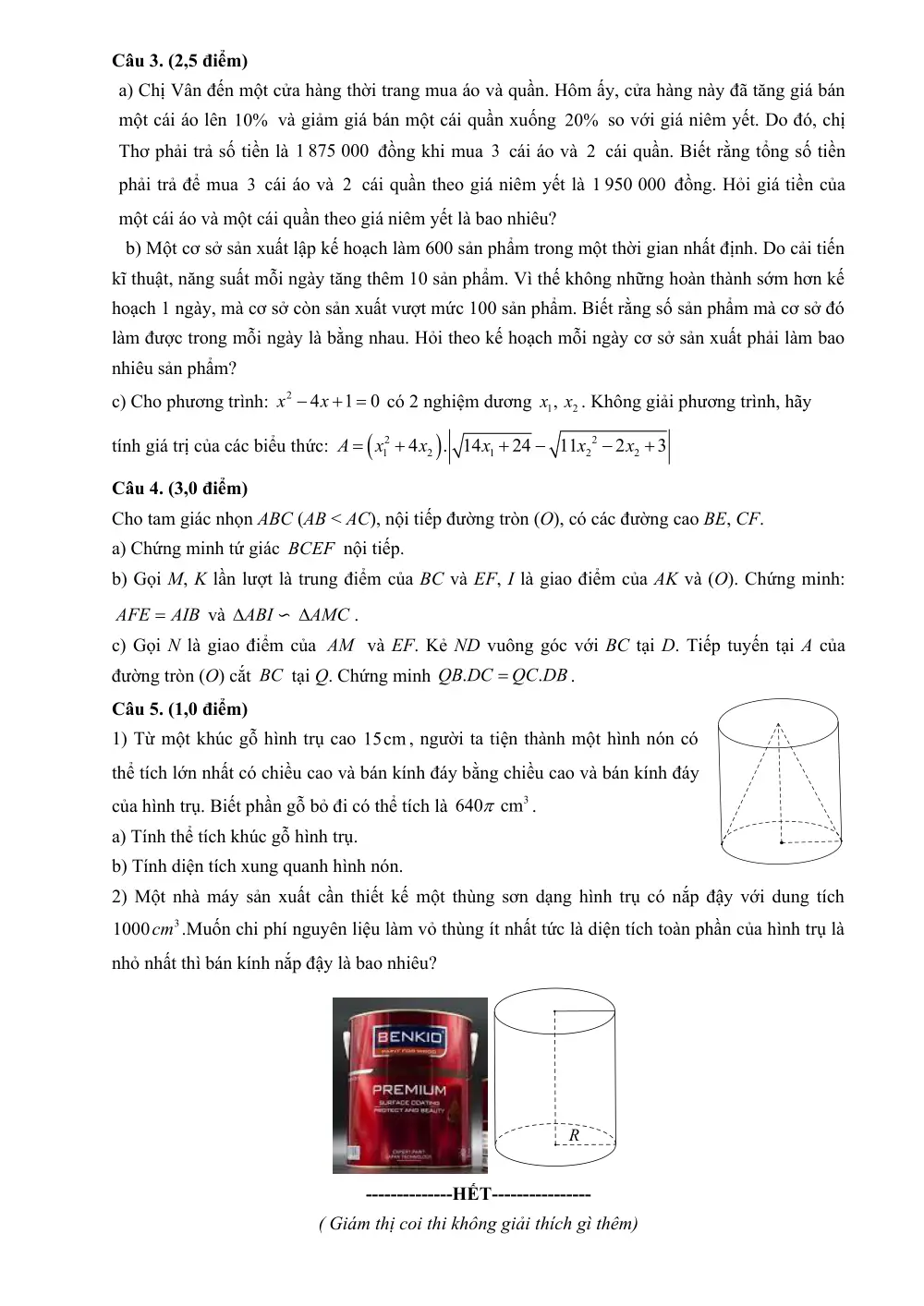 Đề thi thử Toán vào lớp 10 lần 3 năm 2026-2027 trường THCS Quang Tiến (Nghệ An) - trang 2