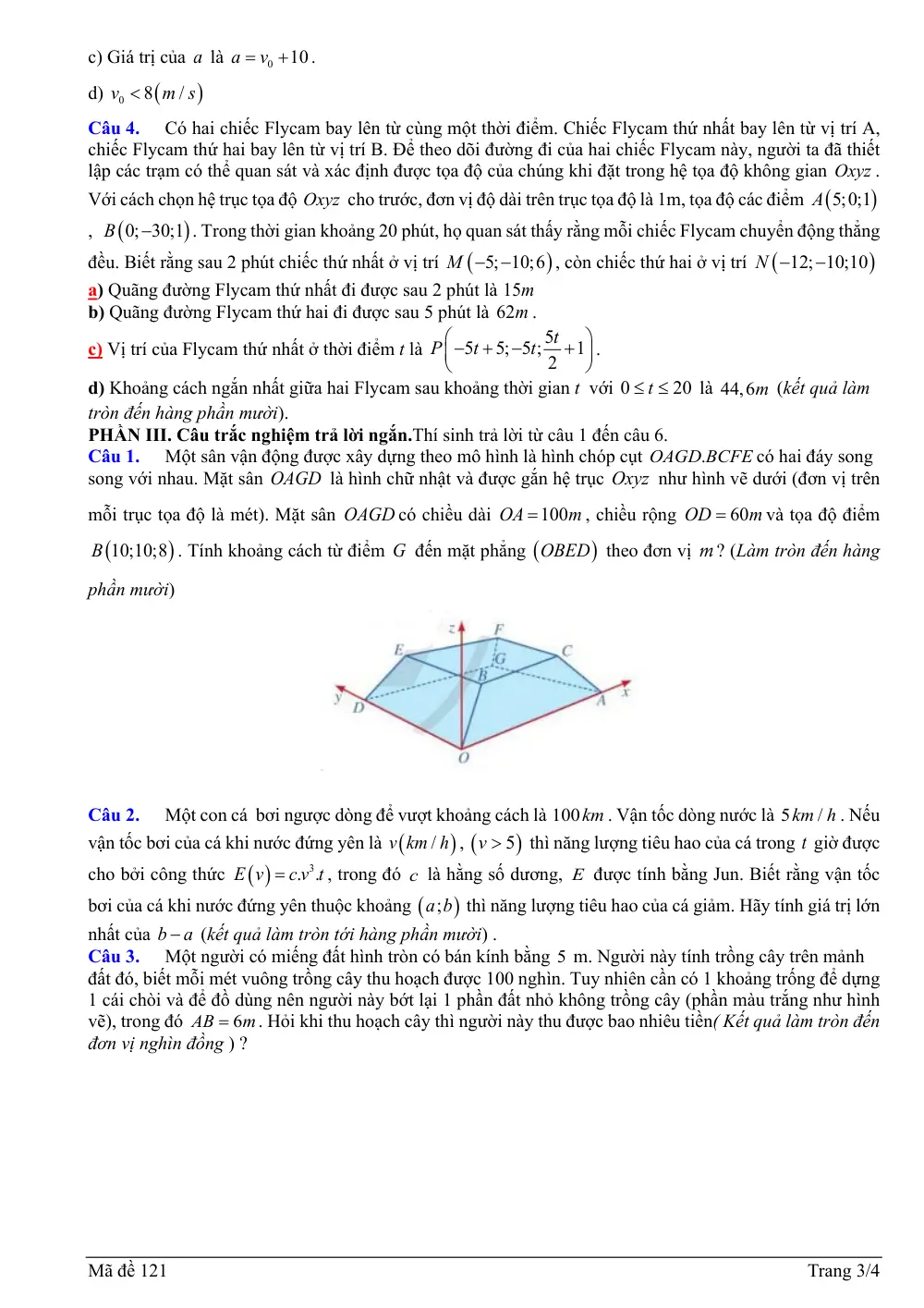 Đề thi thử Tốt nghiệp THPT Toán 2025-2026 trường THPT Thọ Xuân 5 (Thanh Hóa) - trang 3