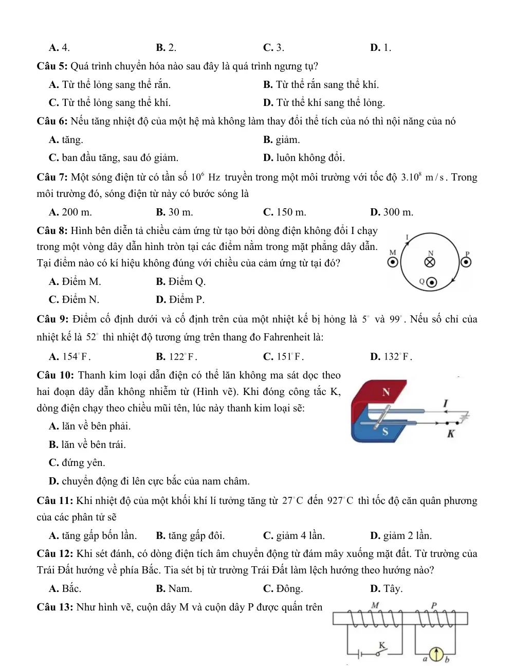 Đề thi thử Tốt nghiệp THPT Vật Lí 2025 - 2026 trường THPT Lê Thánh Tông (TP Hồ Chí Minh) - trang 2
