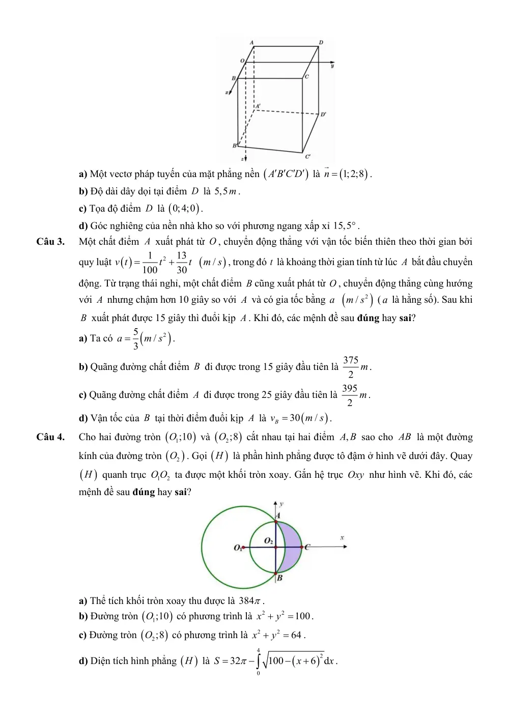 Đề thi thử Tốt nghiệp THPT Toán (lần 1) 2025-2026 trường THPT số 1 Tư Nghĩa (Quảng Ngãi) - trang 3