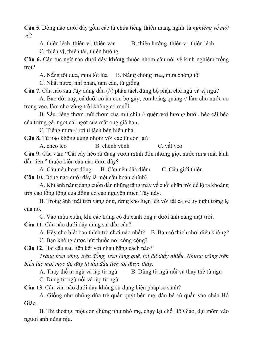 Đề thi tuyển sinh vào lớp 6 môn Tiếng Việt trường THCS Trọng điểm Bắc Ninh (mã đề 102) năm học 2025-2026 - trang 2