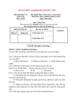 Trang đầu Đề thi tuyển sinh vào lớp 6 môn Tiếng Việt trường THCS Trọng điểm Bắc Ninh (mã đề 103) năm học 2025-2026