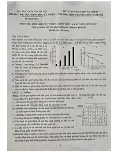 Trang đầu Đề tuyển sinh vào lớp 10 Sinh học năm 2026 trường THPT chuyên KHTN (Hà Nội)