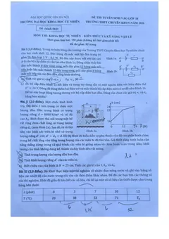 Trang đầu Đề tuyển sinh vào lớp 10 Vật lý năm 2026 trường THPT chuyên KHTN (Hà Nội)
