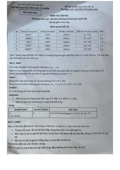 Trang đầu Đề tuyển sinh vào 10 Tin học 2026-2027 trường THPT chuyên KHTN (Hà Nội)