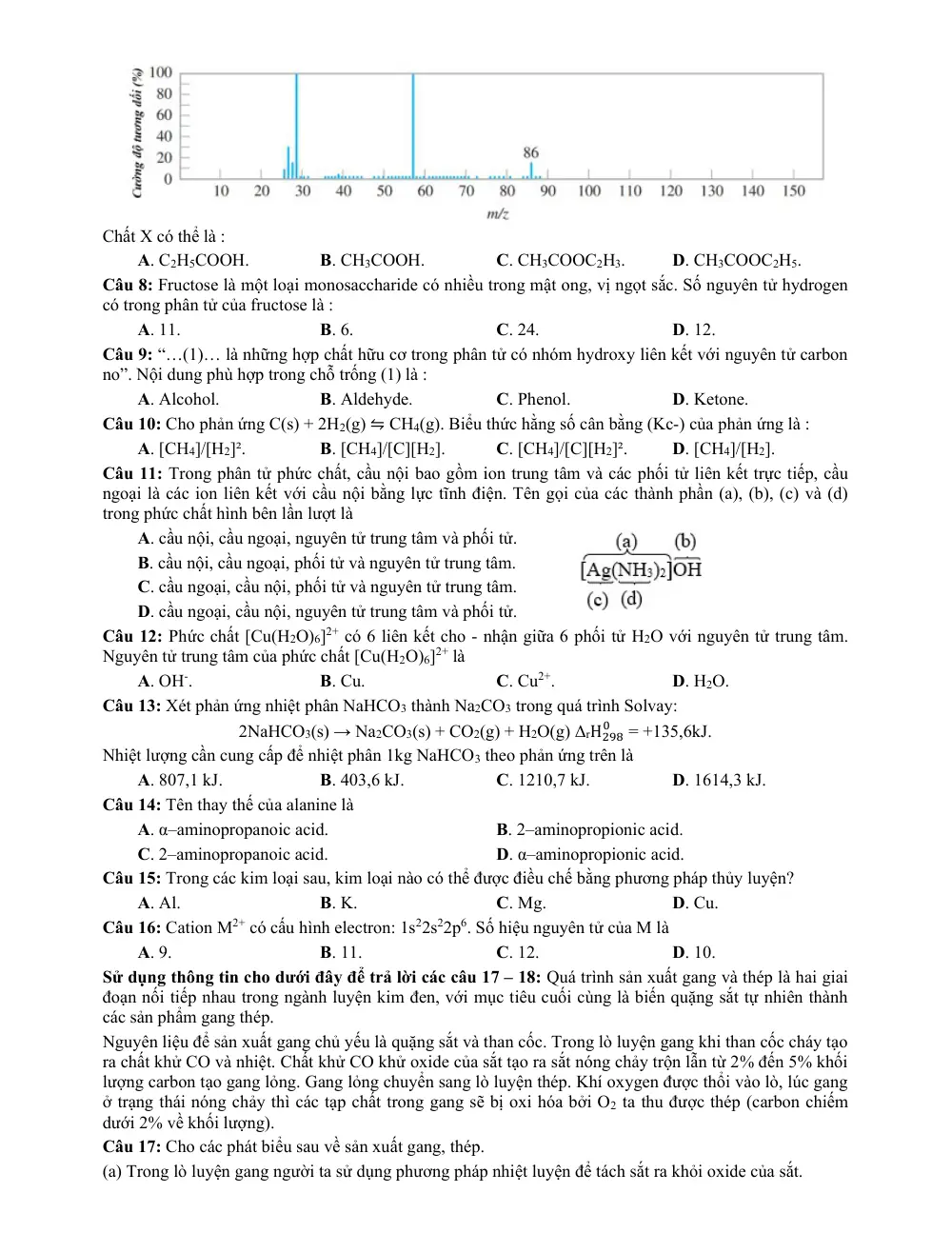 Đề thi thử Tốt nghiệp THPT Hóa học 2025 - 2026 trường THPT Chuyên Lương Văn Chánh (lần 1) (Đắk Lắk) - trang 2