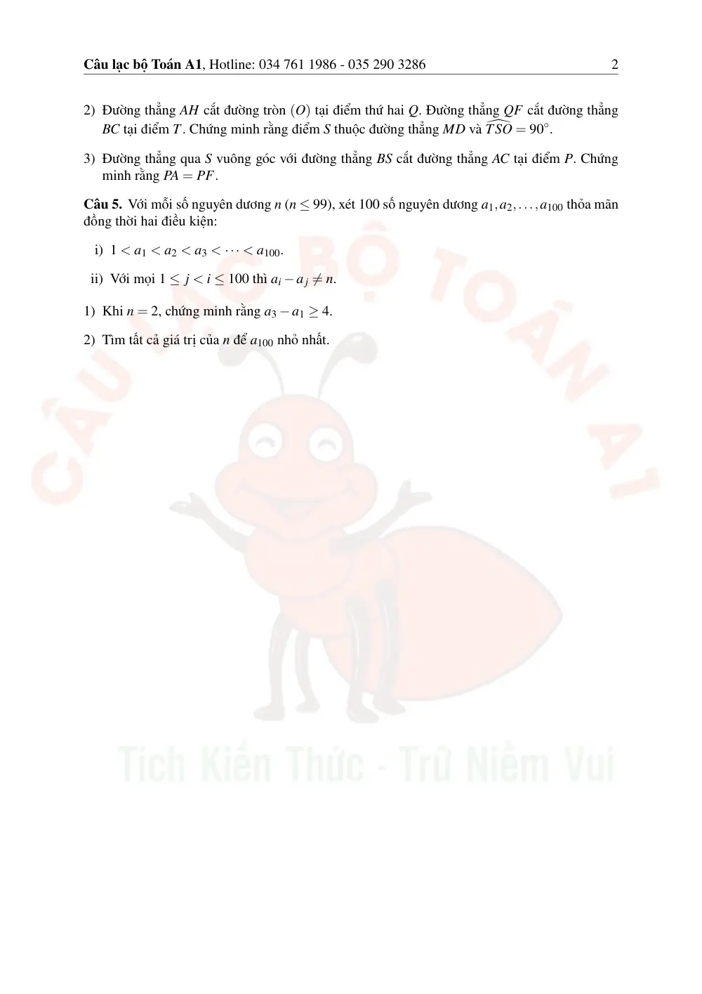 Đề tuyển sinh vào 10 Toán (chuyên Tin) 2026-2027 Sở Hà Nội - trang 3