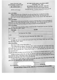 Trang đầu Đề tuyển sinh vào 10 Lịch Sử - Địa Lí 1 (chuyên Lịch Sử) 2026-2027 Sở Phú Thọ