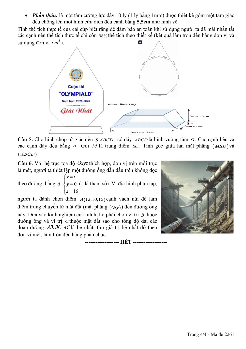 Đề thi thử Tốt nghiệp THPT Toán 2025-2026 trường THPT An Lương Đông (lần 2) (Huế) - trang 4