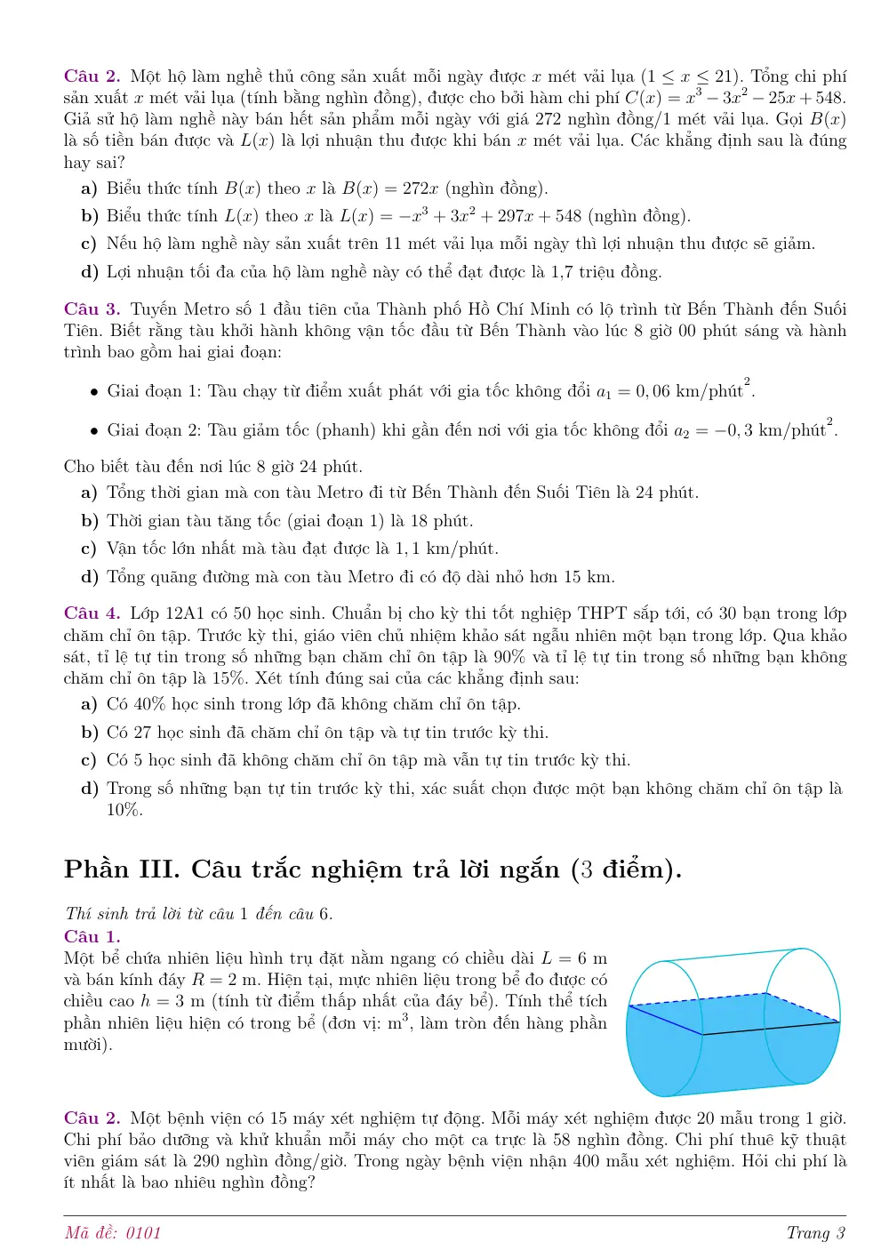 Đề thi thử Tốt nghiệp THPT Toán 2025-2026 trường THPT Cây Dương (lần 2) (An Giang) - trang 3