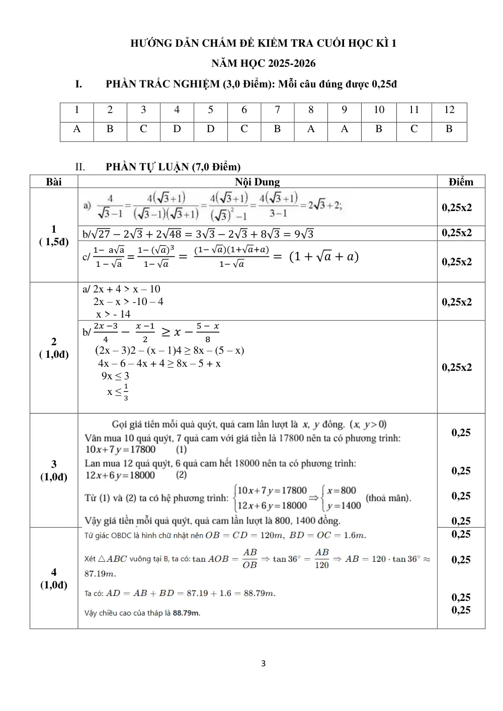 Đề thi Học kì 1 Toán 9 năm 2025-2026 trường THCS Võ Trường Toản (TP Hồ Chí Minh) - trang 3