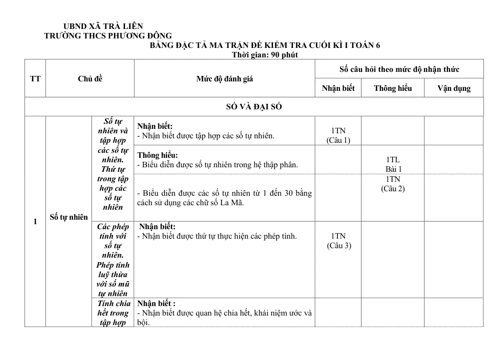 Đề thi Học kì 1 Toán 6 năm 2025-2026 trường THCS Phương Đông (Đà Nẵng) - trang 3