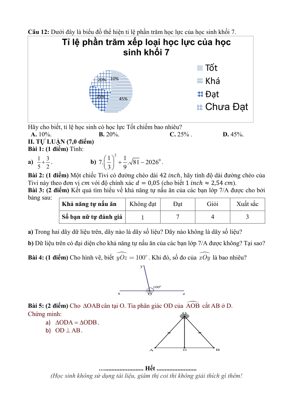 Đề thi Học kì 1 Toán 7 năm 2025-2026 trường THCS Phương Đông (Đà Nẵng) - trang 8