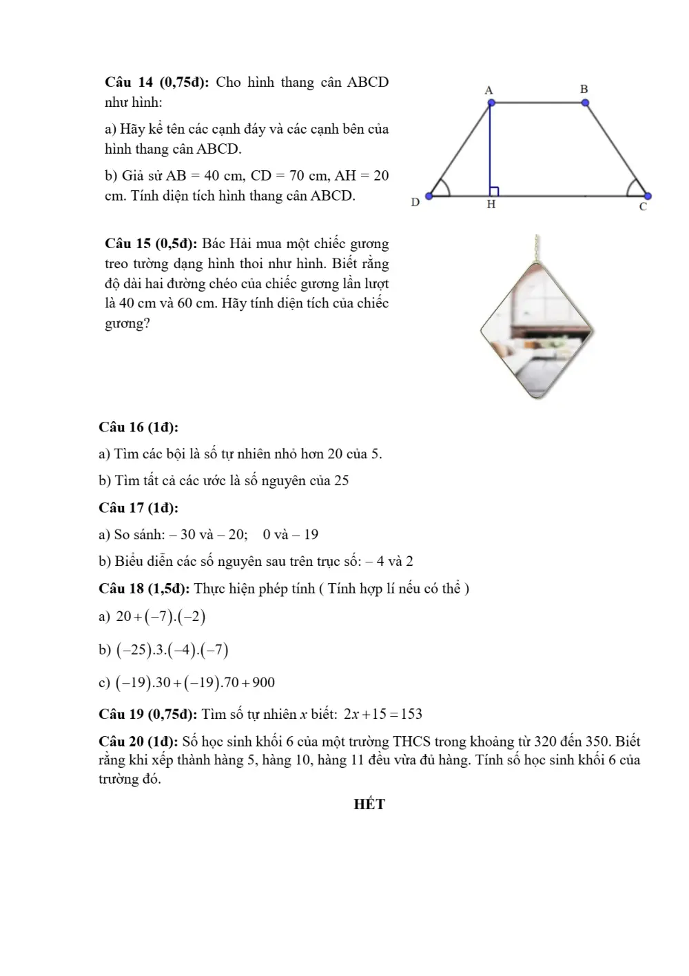 Đề thi Học kì 1 Toán 6 năm 2025-2026 trường THCS Tương Bình Hiệp (TP Hồ Chí Minh) - trang 4