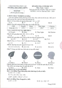 Trang đầu Đề thi Học kì 1 Toán 6 năm 2025-2026 trường THCS Phúc Đồng (Hà Nội)
