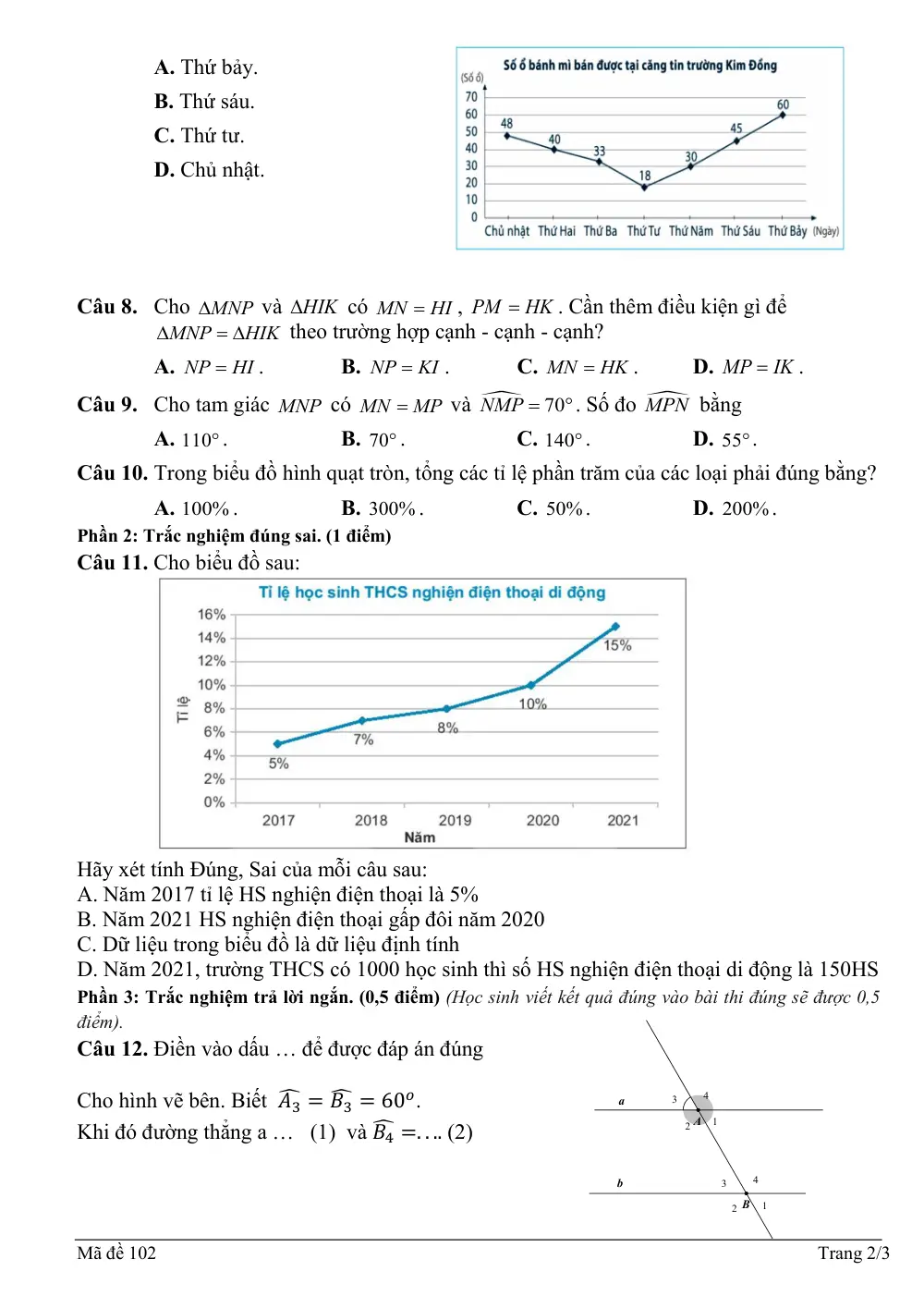 Đề thi Học kì 1 Toán 7 năm 2025-2026 trường THCS Nghĩa An (Nghệ An) - trang 5