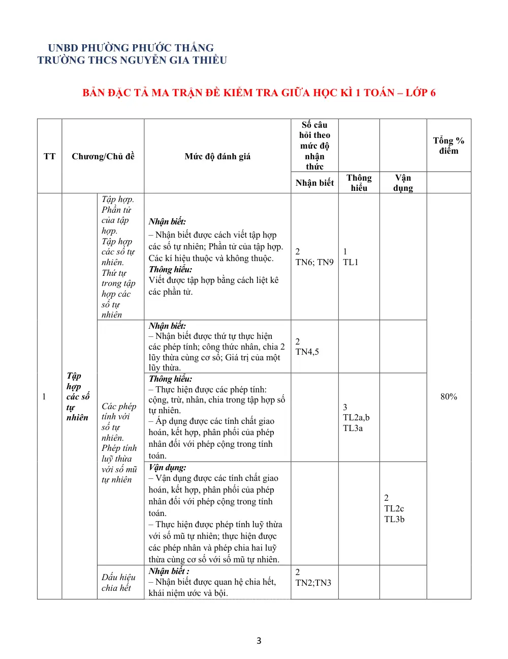 Đề thi Giữa kì 1 Toán 6 năm 2025-2026 trường THCS Nguyễn Gia Thiều (TP Hồ Chí Minh) - trang 3