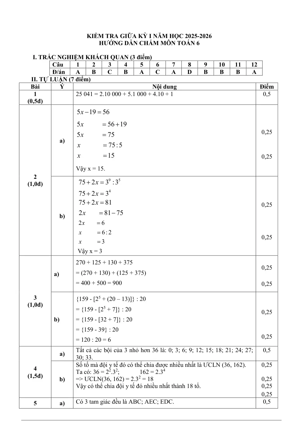 Đề thi Giữa kì 1 Toán 6 năm 2025-2026 trường THCS Trần Quý Cáp (Đà Đẵng) - trang 3