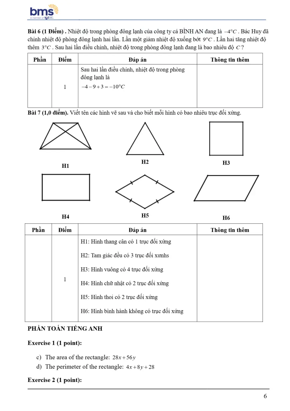Đề thi Học kì 1 Toán 6 năm 2024-2025 trường Ban Mai School (Hà Nội) - trang 6