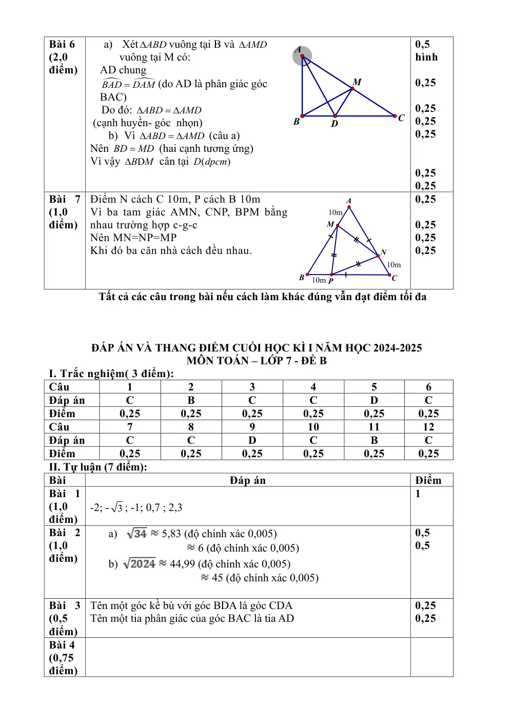 Đề thi Học kì 1 Toán 7 năm 2024-2025 trường THCS Nguyễn Trãi (Quảng Nam) - trang 12