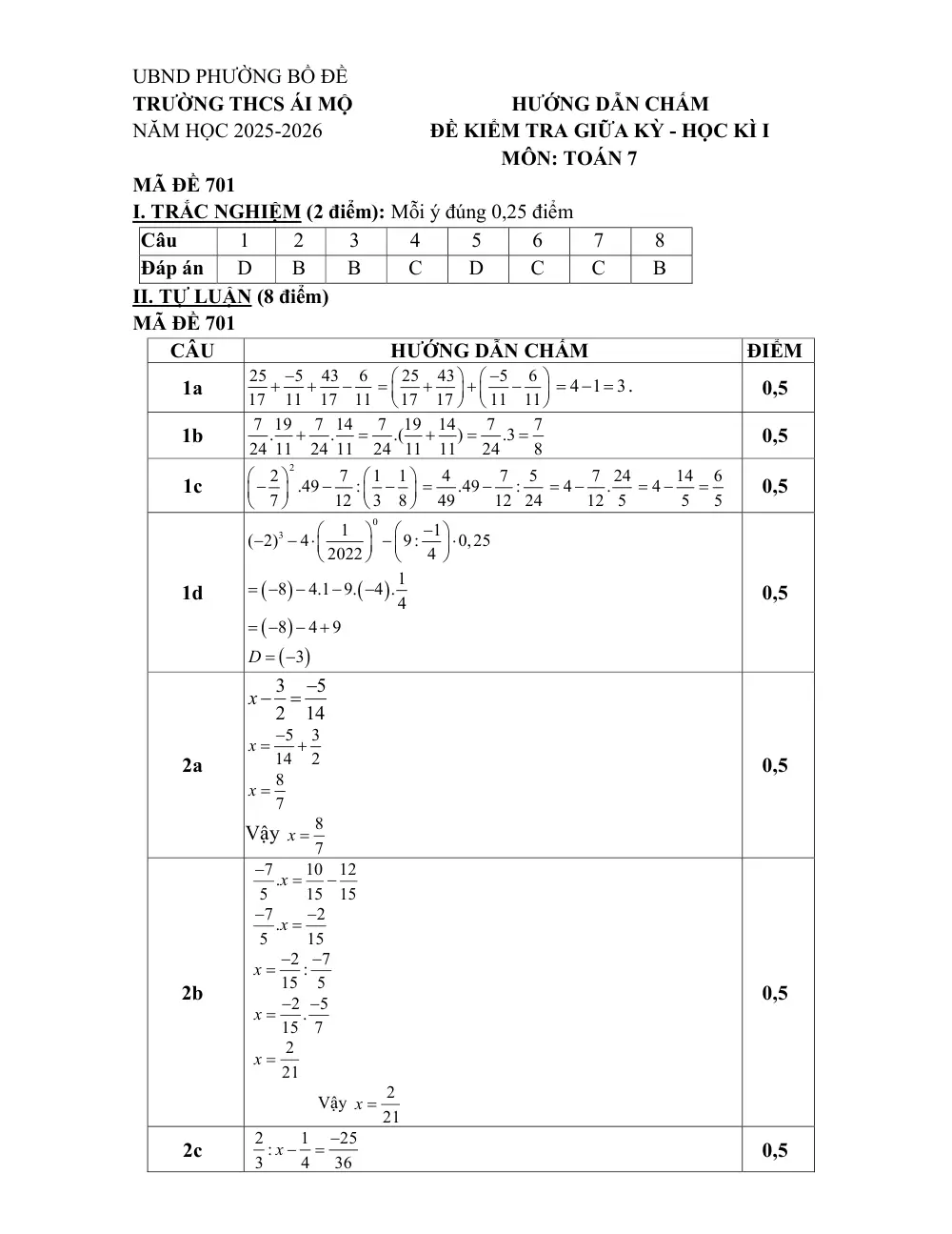 Đề thi Giữa kì 1 Toán 7 năm 2025-2026 trường THCS Ái Mộ (Hà Nội) - trang 8