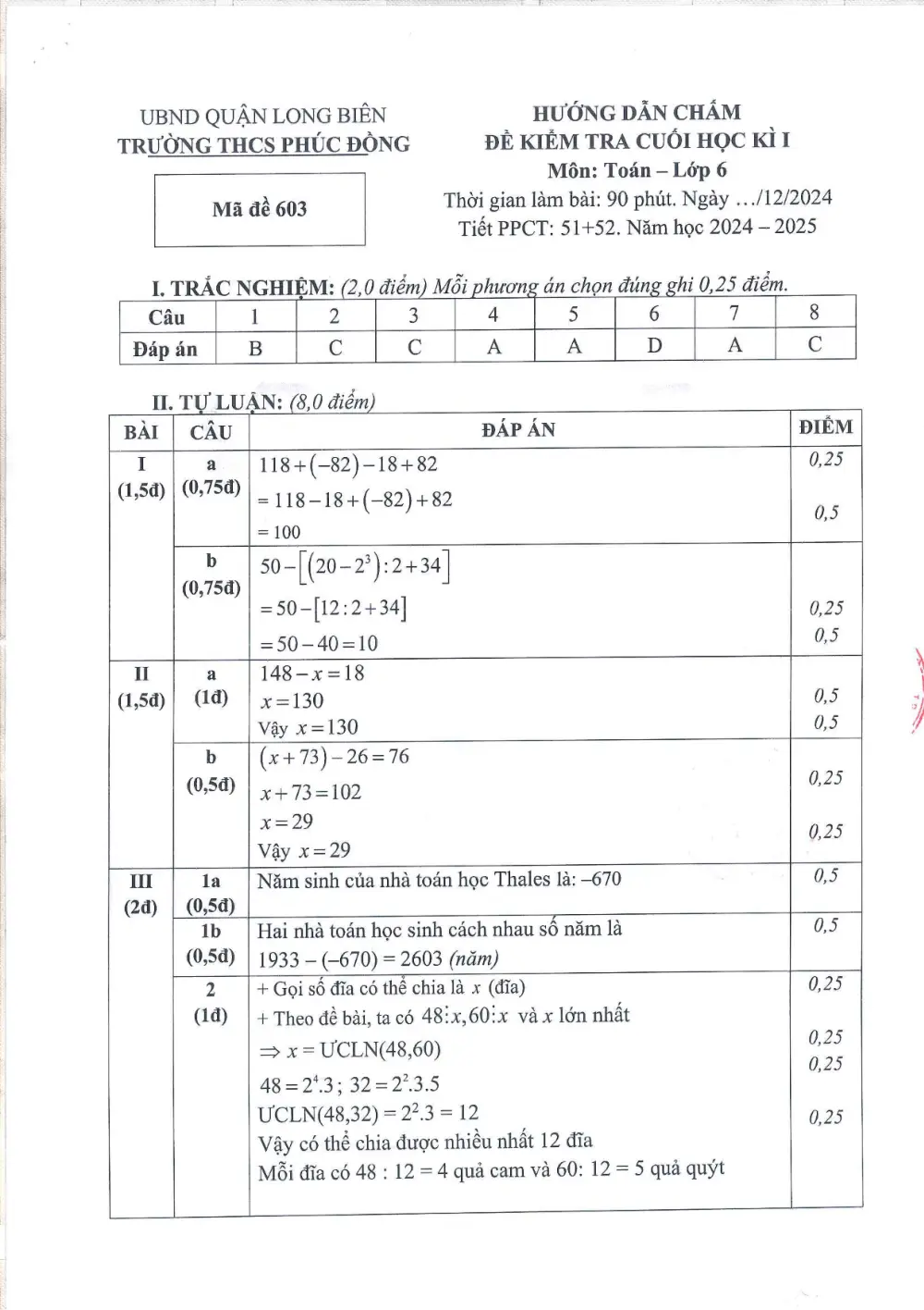 Đề thi Học kì 1 Toán 6 năm 2024-2025 trường THCS Phúc Đồng (Hà Nội) - trang 15
