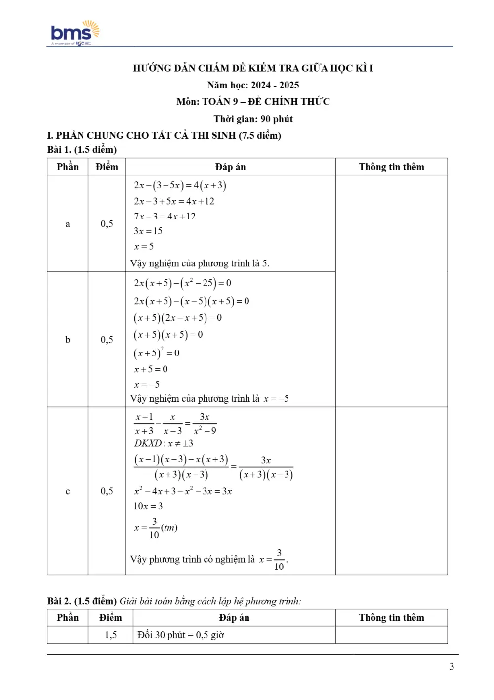 Đề thi Giữa kì 1 Toán 9 năm 2024-2025 trường Ban Mai School (Hà Nội) - trang 3