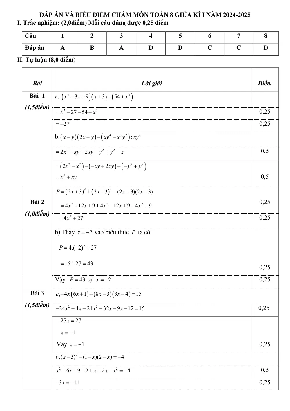 Đề thi Giữa kì 1 Toán 8 năm 2024-2025 Phòng GD&ĐT Vụ Bản (Nam Định) - trang 3