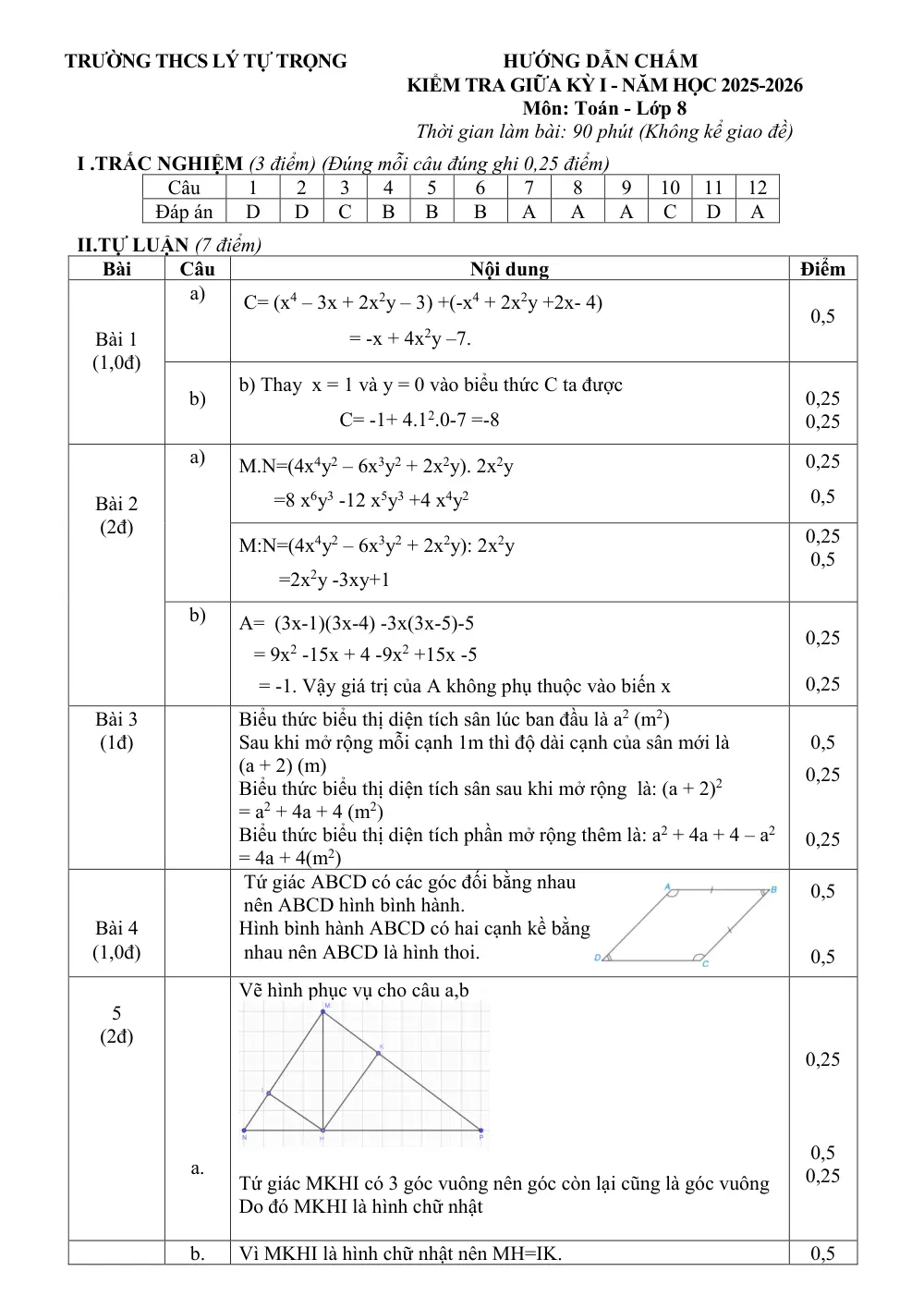 Đề thi Giữa kì 1 Toán 8 năm 2025-2026 trường THCS Lý Tự Trọng (Đà Nẵng) - trang 8
