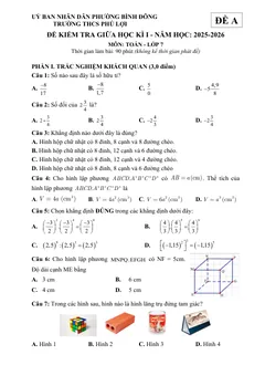 Trang đầu Đề thi Giữa kì 1 Toán 7 năm 2025-2026 trường THCS Phú Lợi (TP Hồ Chí Minh)