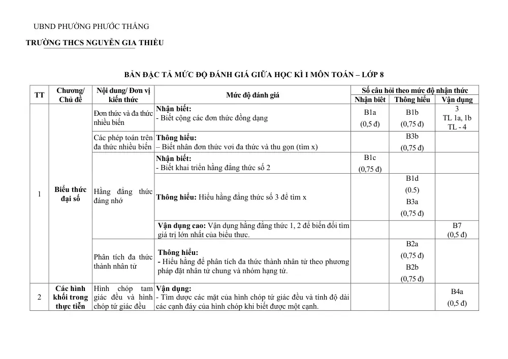 Đề thi Giữa kì 1 Toán 8 năm 2025-2026 trường THCS Nguyễn Gia Thiều (TP Hồ Chí Minh) - trang 6