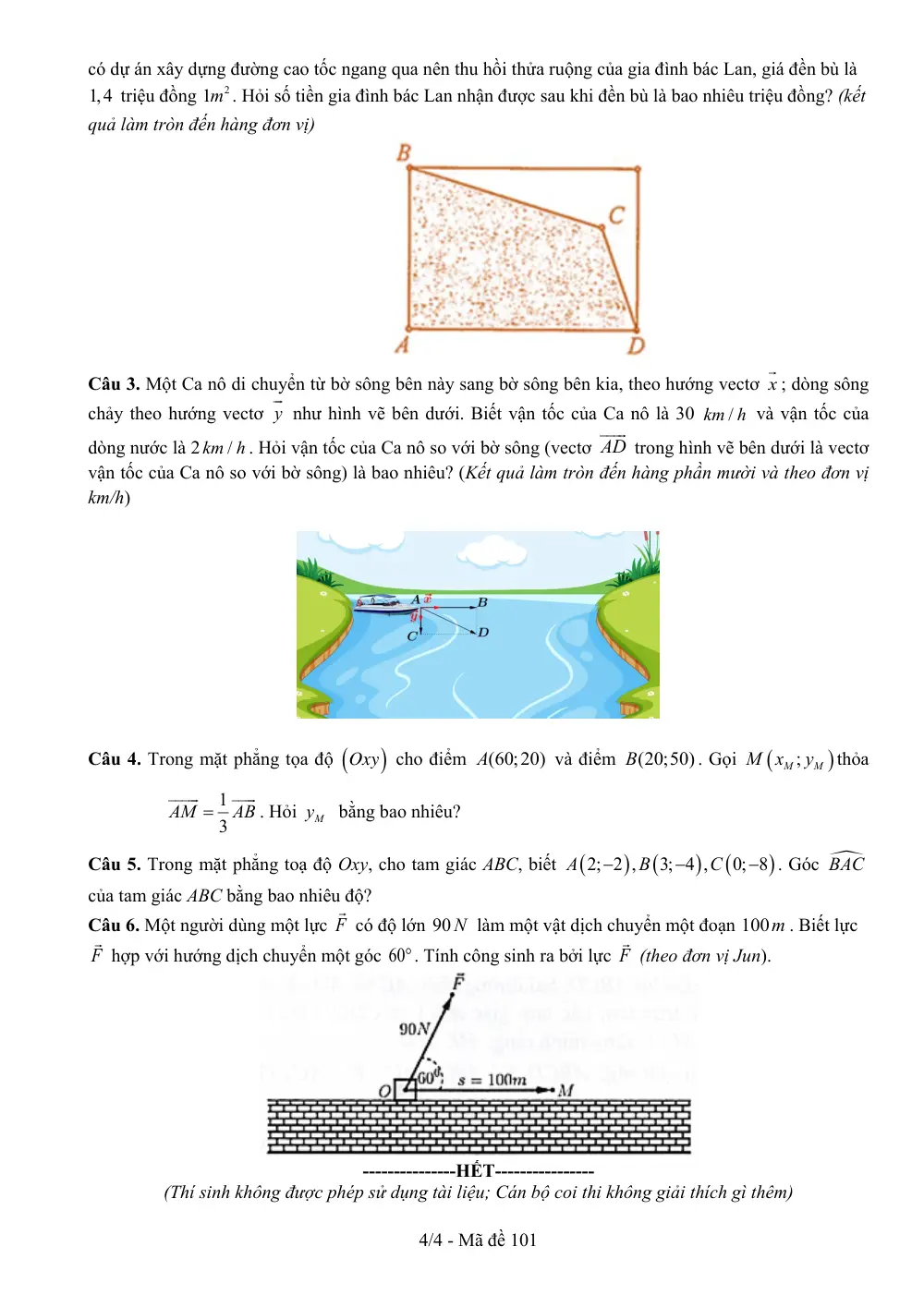 Đề thi Học kì 1 Toán 10 năm 2024-2025 trường THPT Chuyên Nguyễn Tất Thành (Kon Tum) - trang 4