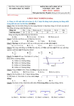 Trang đầu Đề thi Giữa kì 2 Toán 6 năm 2025-2026 trường THCS Bình Thắng (Vĩnh Long)