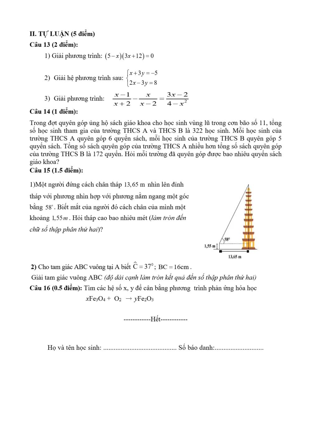 Đề thi Giữa kì 1 Toán 9 năm 2025-2026 trường THCS Tân Sỏi (Bắc Ninh) - trang 7