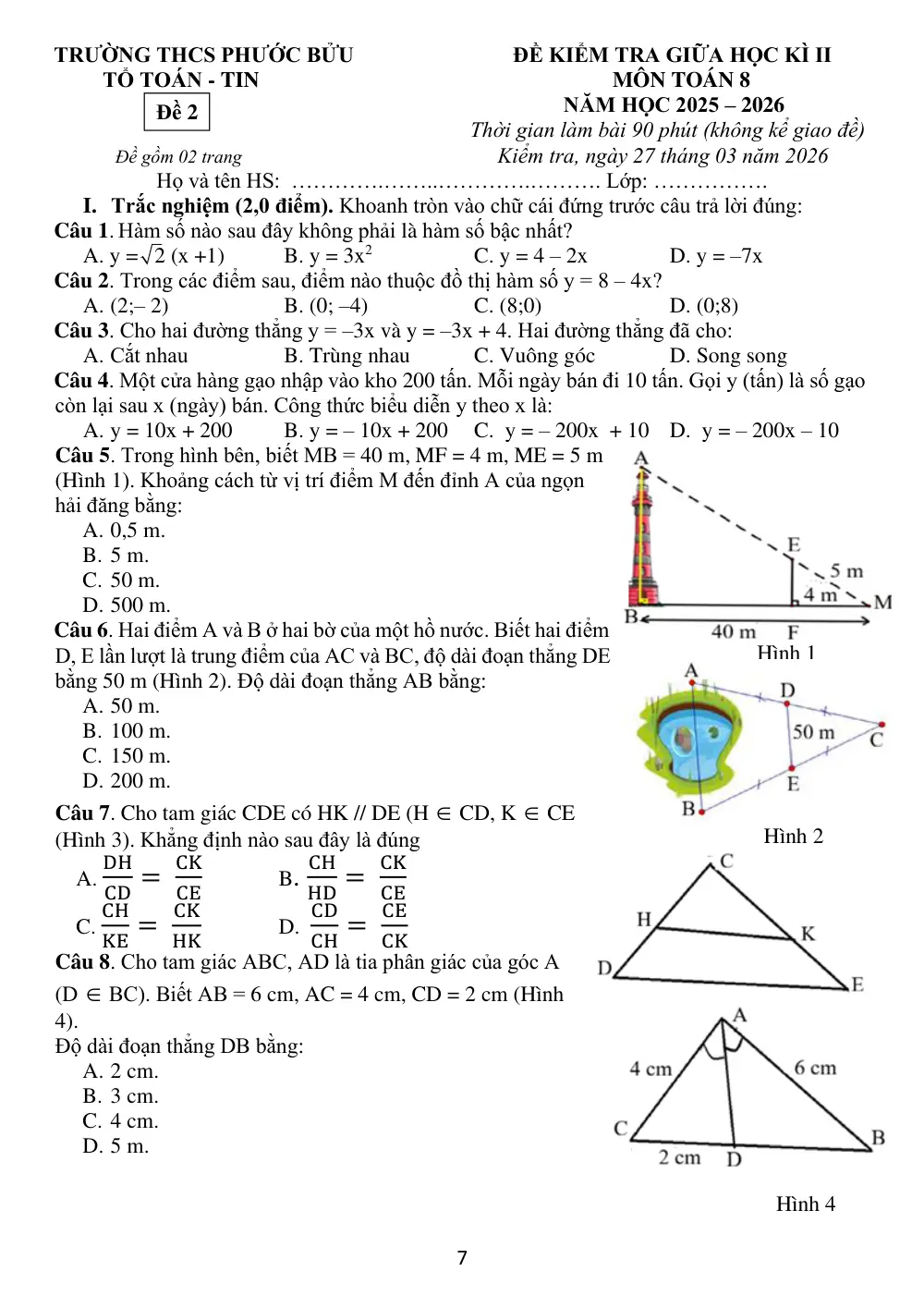 Đề thi Giữa kì 2 Toán 8 năm 2025-2026 trường THCS Phước Bửu (TP Hồ Chí Minh) - trang 7