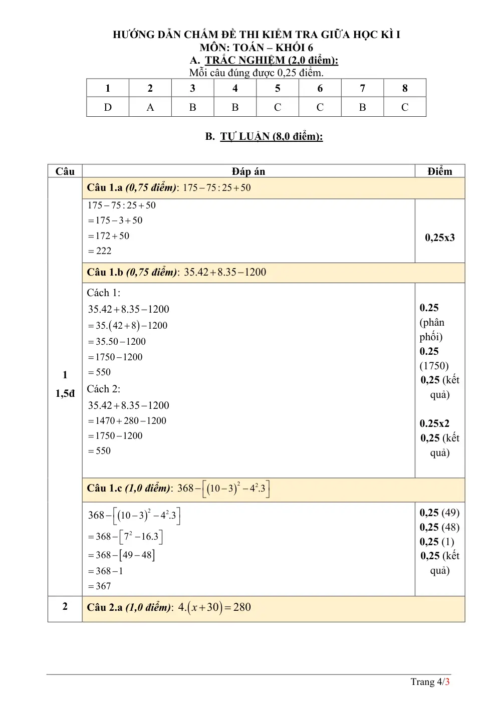 Đề thi Giữa kì 1 Toán 6 năm 2024-2025 trường THCS Huỳnh Tấn Phát (TP Hồ Chí Minh) - trang 4