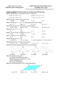 Trang đầu Đề thi Giữa kì 1 Toán 6 năm 2024-2025 trường THCS Ngô Quyền (Hải Phòng)