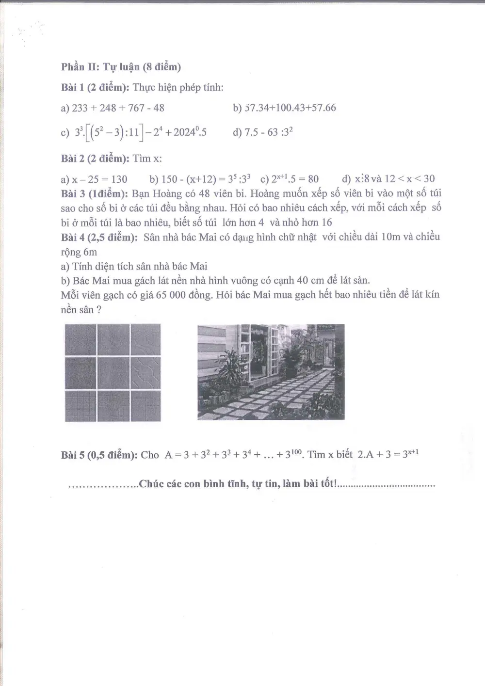 Đề thi Giữa kì 1 Toán 6 năm 2024-2025 trường THCS Ngọc Lâm (Hà Nội) - trang 2