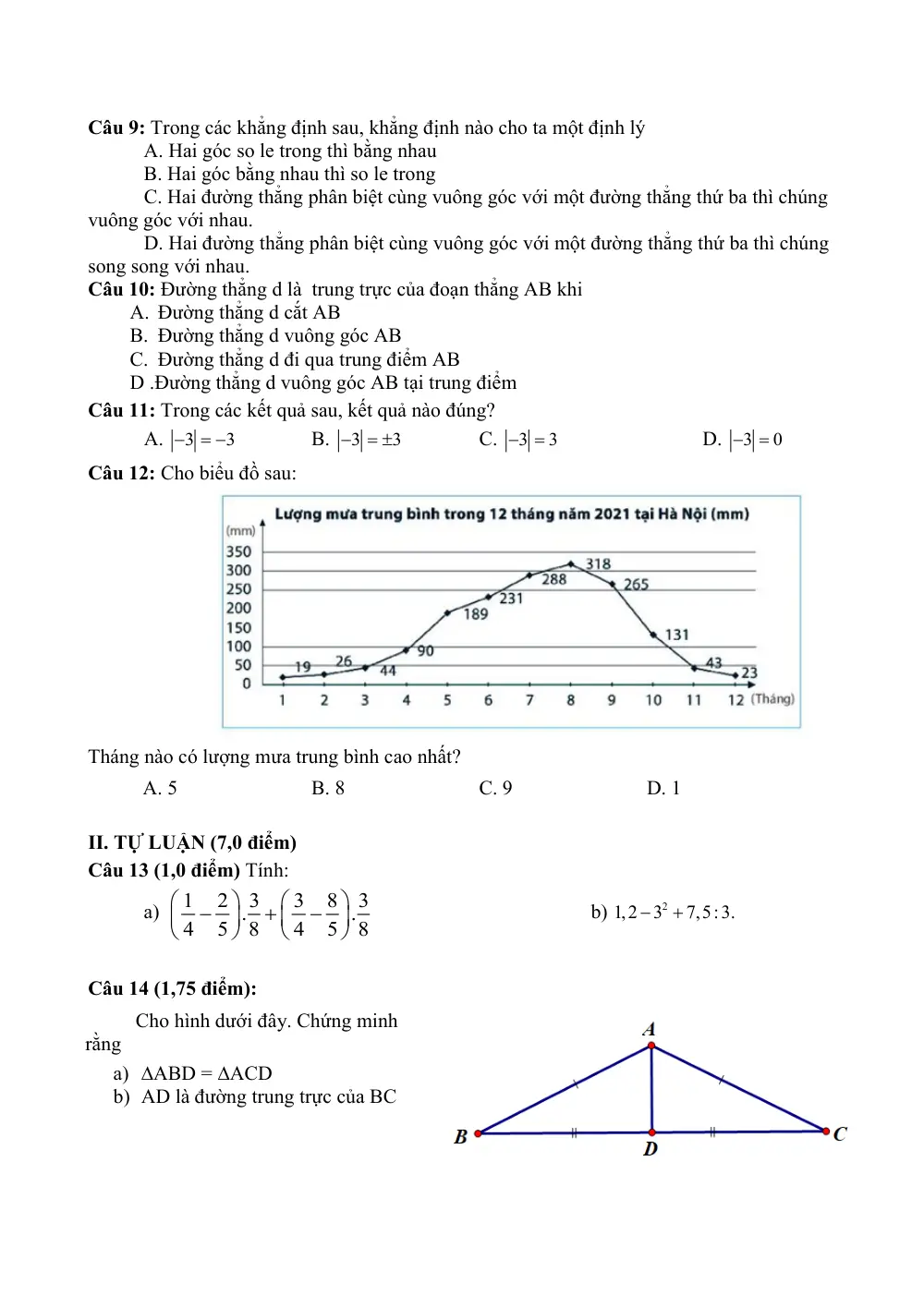 Đề thi Học kì 1 Toán 7 năm 2023-2024 Phòng GD&ĐT Chí Linh (Hải Dương) - trang 2