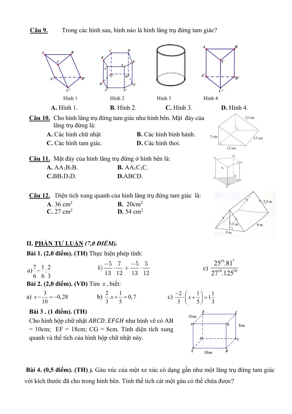 Đề thi Giữa kì 1 Toán 7 năm 2023-2024 trường THCS Tăng Bạt Hổ (TP Hồ Chí Minh) - trang 2