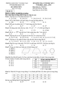 Trang đầu Đề thi Học kì 1 Toán 6 năm 2023-2024 Phòng GD&ĐT Bảo Lộc (Lâm Đồng)