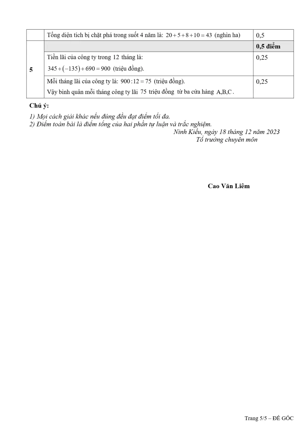 Đề thi Học kì 1 Toán 6 năm 2023-2024 trường THCS Trần Ngọc Quế (Cần Thơ) - trang 5