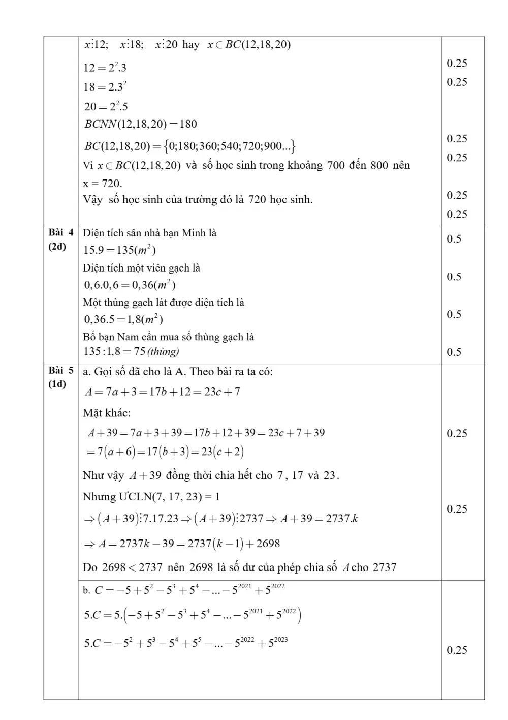 Đề thi Học kì 1 Toán 6 năm 2023-2024 Phòng GD&ĐT Hà Trung (Thanh Hóa) - trang 3