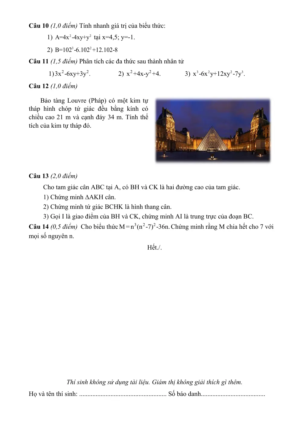 Đề thi Giữa kì 1 Toán 8 năm 2023-2024 Phòng GD&ĐT Thành phố Ninh Bình (Ninh Bình) - trang 2