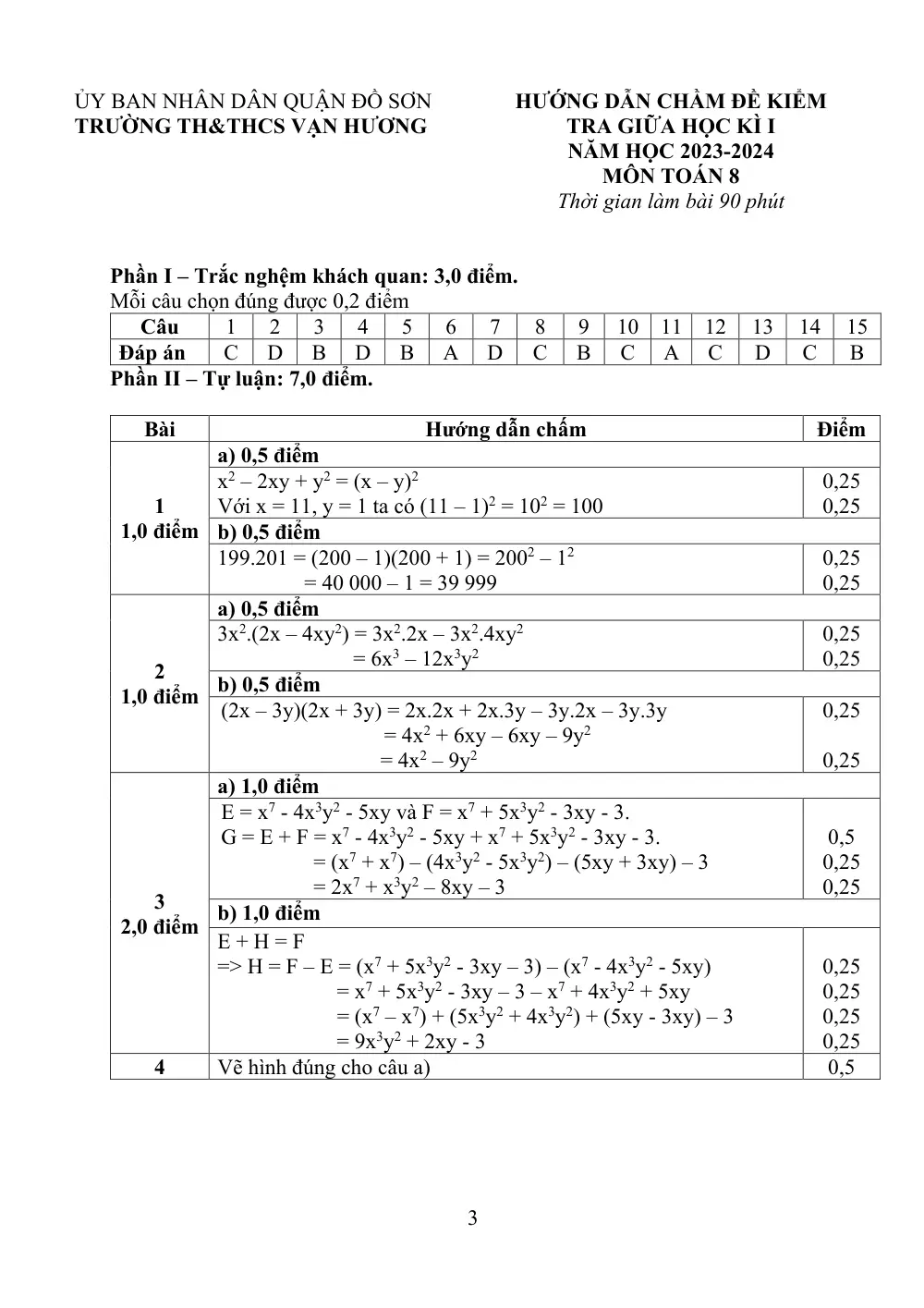 Đề thi Giữa kì 1 Toán 8 năm 2023-2024 trường TH&THCS Vạn Hương (Hải Phòng) - trang 7