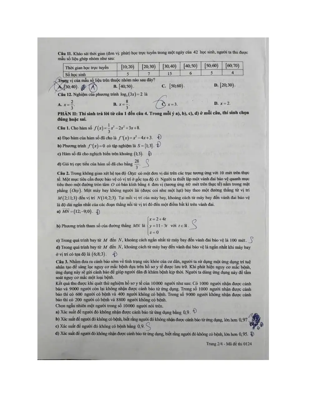 Đề chính thức Toán năm 2026 Tốt nghiệp THPT (Mã đề 0124) (Có đáp án) - trang 2