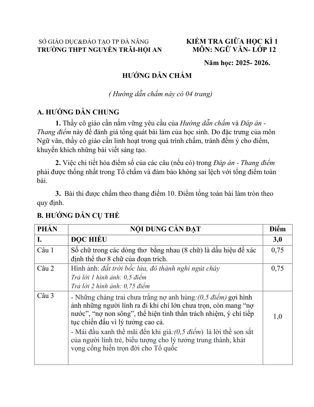 Đề thi Giữa kì 1 Ngữ văn 12 năm 2025-2026 trường THPT Nguyễn Trãi (Đà Nẵng) - trang 7