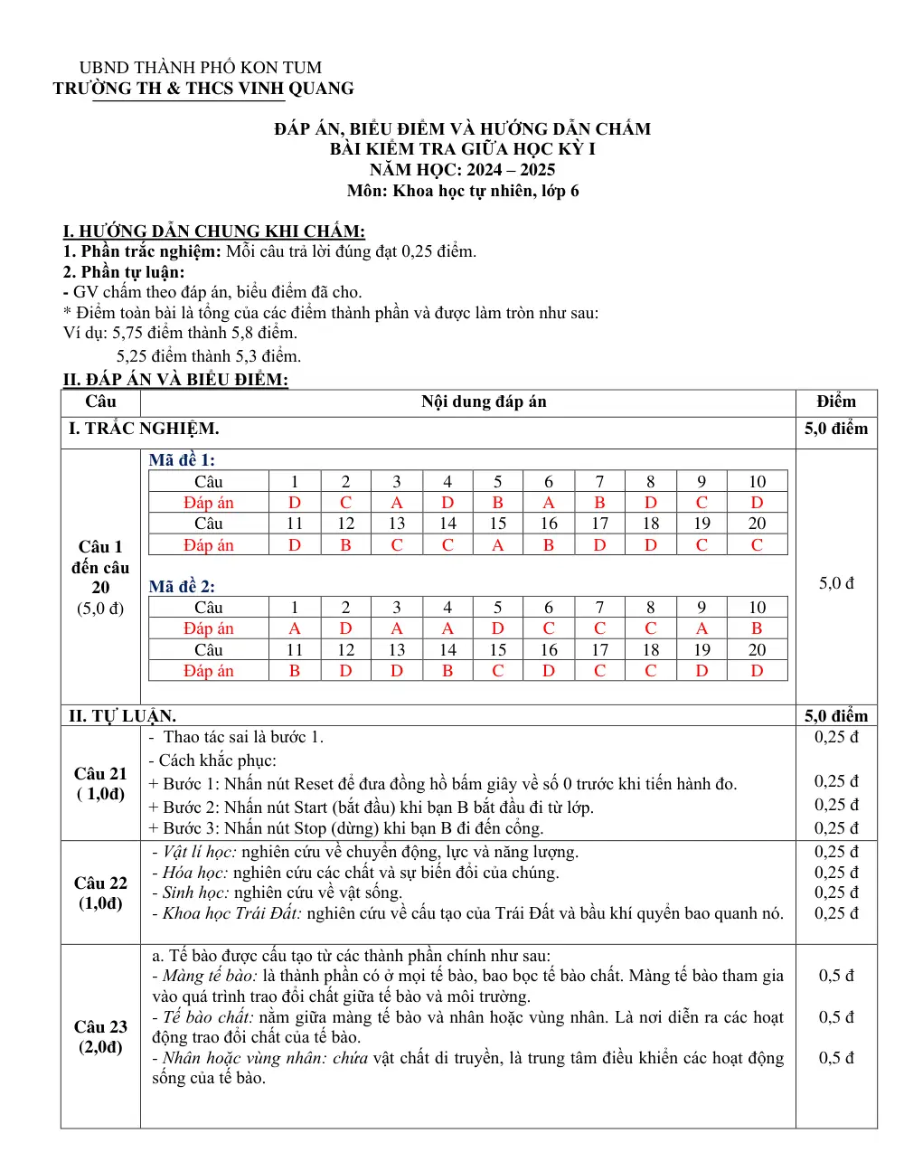 Đề thi Giữa kì 1 KHTN 6 năm 2024-2025 trường TH&THCS Vinh Quang (Kon Tum) - trang 5