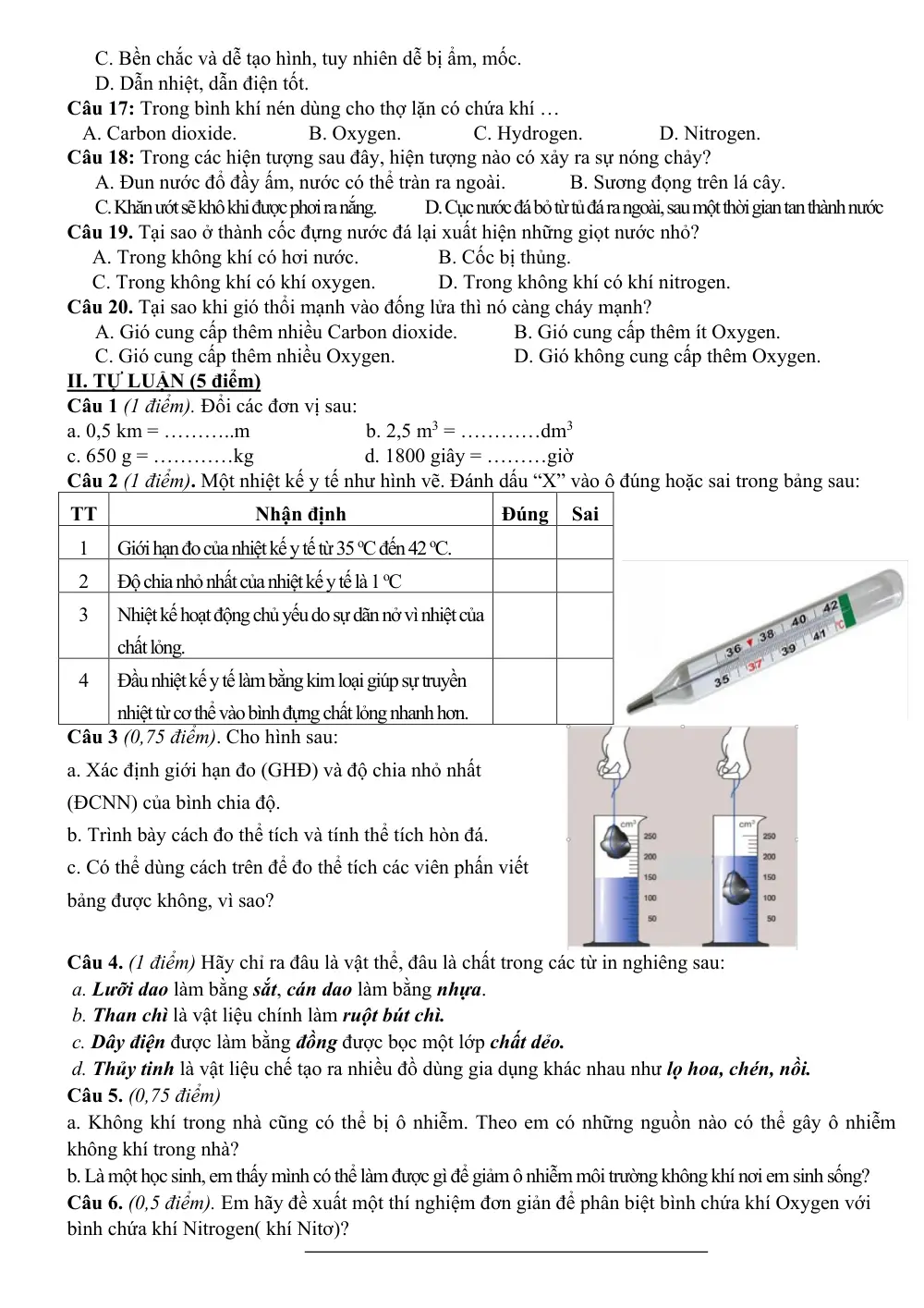 Đề thi Giữa kì 1 KHTN 6 năm 2024-2025 Phòng GD&ĐT Tân Yên (Bắc Giang) - trang 2